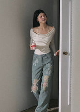 Lace Rebel Wide-Leg Jeans